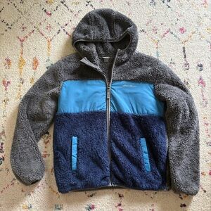 Eddie Bauer Fleece Jacket Boys Large 14/16 Blue Grey Hooded